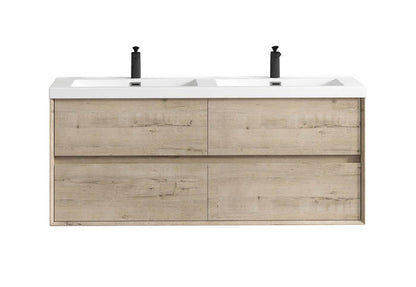 King 60" Wall Mounted Vanity with Reinforced Acrylic Double Sink Vanity-King SKU: BT005-60D-WO