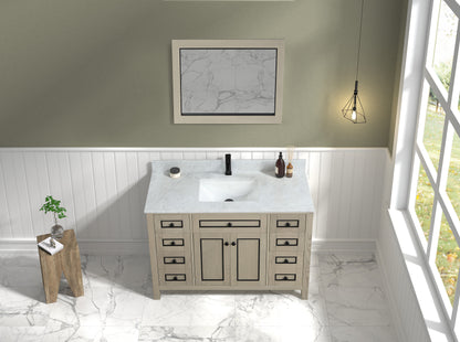 LEGION FURNITURE 48" LIGHT OAK FINISH SINK VANITY CABINET WITH CARRARA WHITE TOP