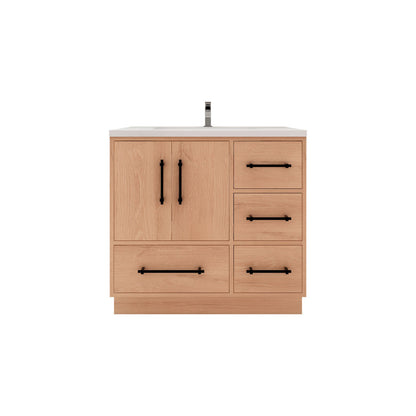 Victoria 36" Freestanding Vanity with Reinforced Acrylic Sink (RIGHT DRAWER) Victoria SKU: Victoria 36RFS-GW