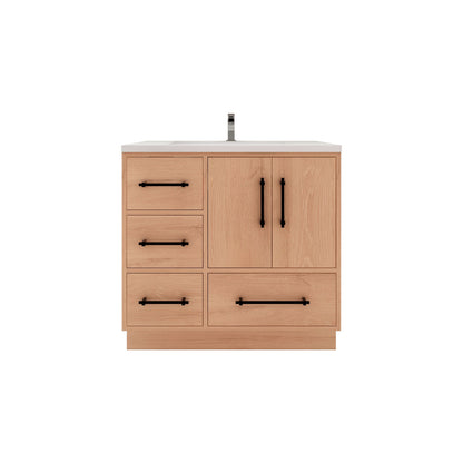 Victoria 36" Freestanding Vanity with Reinforced Acrylic Sink (LEFT DRAWER) Victoria SKU: Victoria 36LFS