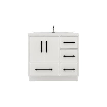 Victoria 36" Freestanding Vanity with Reinforced Acrylic Sink (RIGHT DRAWER) Victoria SKU: Victoria 36RFS-GW