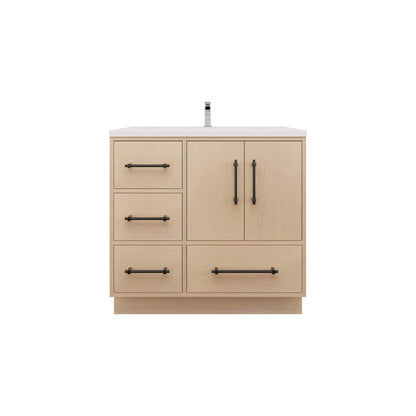 Victoria 36" Freestanding Vanity with Reinforced Acrylic Sink (LEFT DRAWER) Victoria SKU: Victoria 36LFS